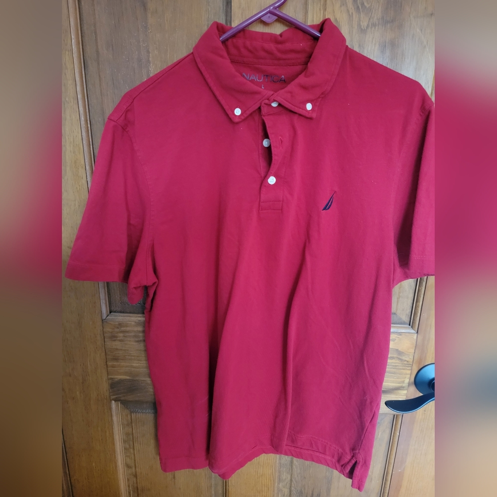 Nautica red polo shirt size Large